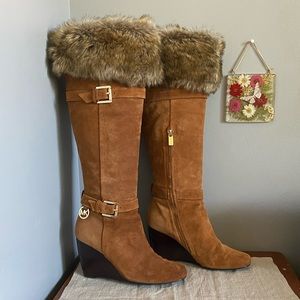 Michael Kors Suede Lara Wedge Boot 6.5M